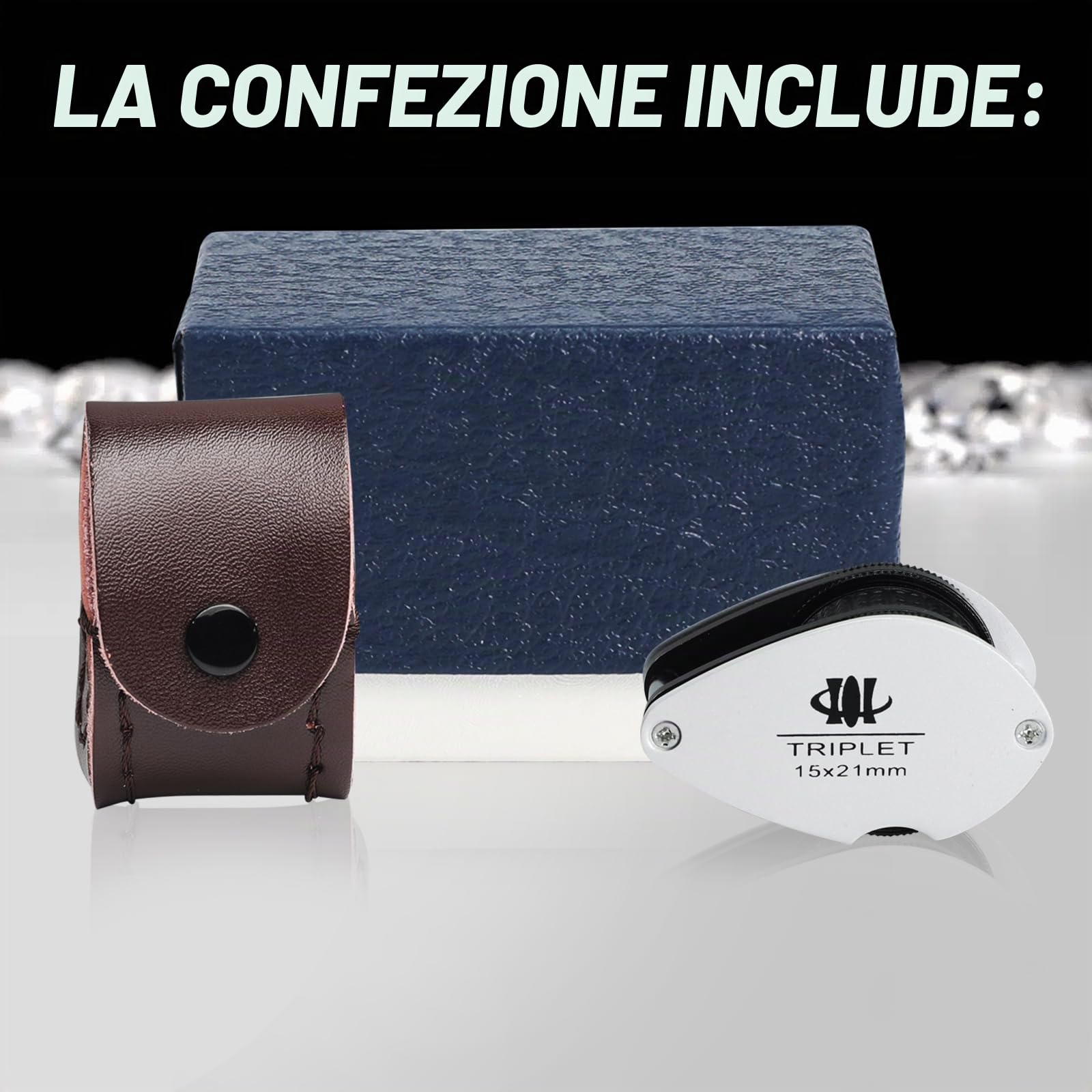 Lente d'ingrandimento 15x con filtro in giadeite, lente da 21 mm, telaio in alluminio, design a doppio vetro, per gioielli, strumento per collezionisti di giada