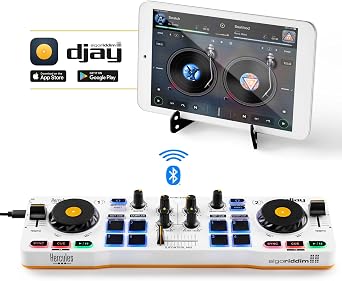 Hercules DJControl Mix – Akıllı Telefon ve Tablet İçin Bluetooth Kablosuz DJ Kontrol Cihazı – iOS ve Android Uyumlu – DJUCED ve algoriddim djay Yazılım Desteği