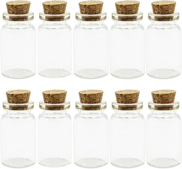 10 Pcs Small Glass Bottles With Cork Lids, Mini Glass Bottles With Stoppers Empty Spell Jars Small Message Bottles Tiny Wishing Bottles Miniature Potion Bottles For Diy Crafts Decoration Wedding Party