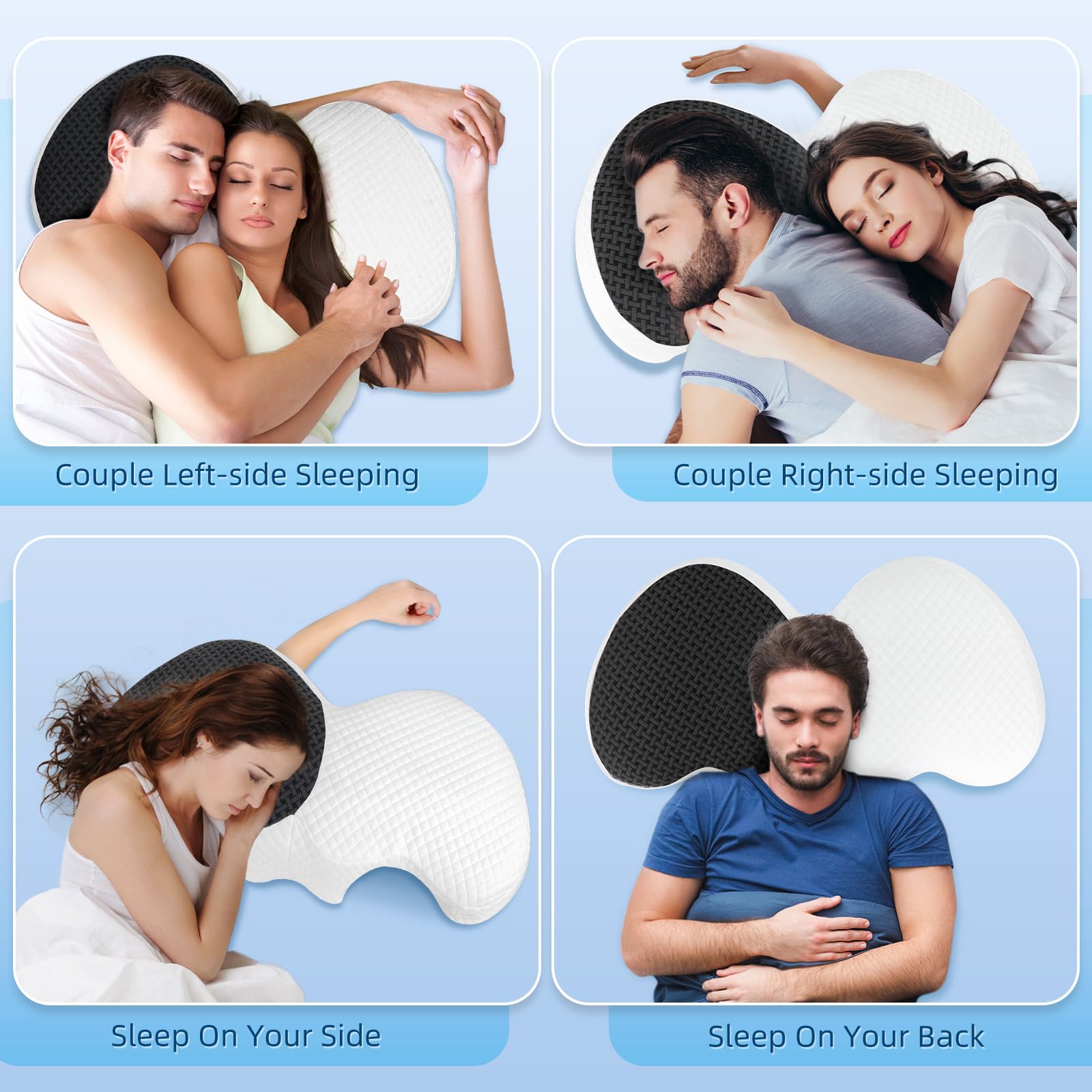 Oreiller Couple Avec Trous Pour Les Bras - En Mousse à Mémoire De Forme - Taille 72x37x15 Cm - Housse Amovible Lavable