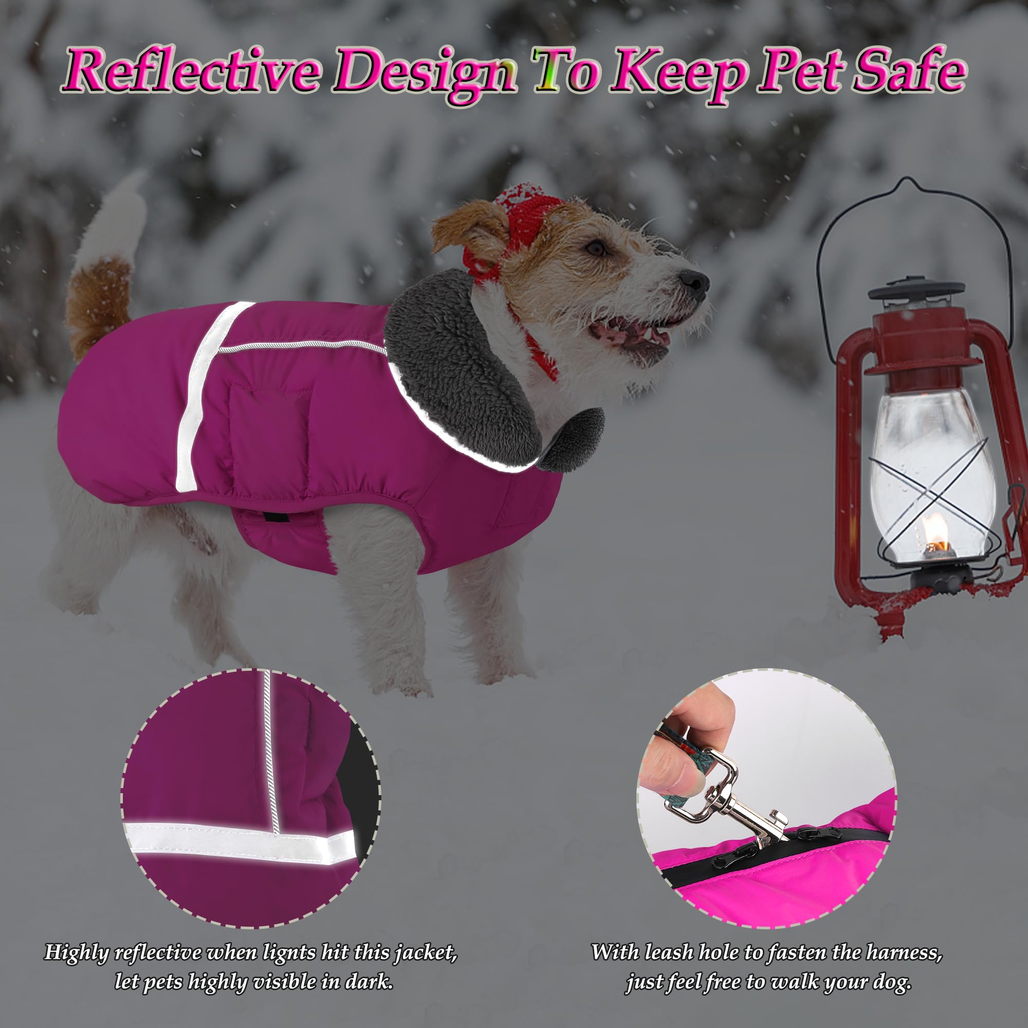 Manteau D'hiver Imperméable Dogcheer Pour Chien Avec Bandes Réfléchissantes Et Trou Pour Laisse