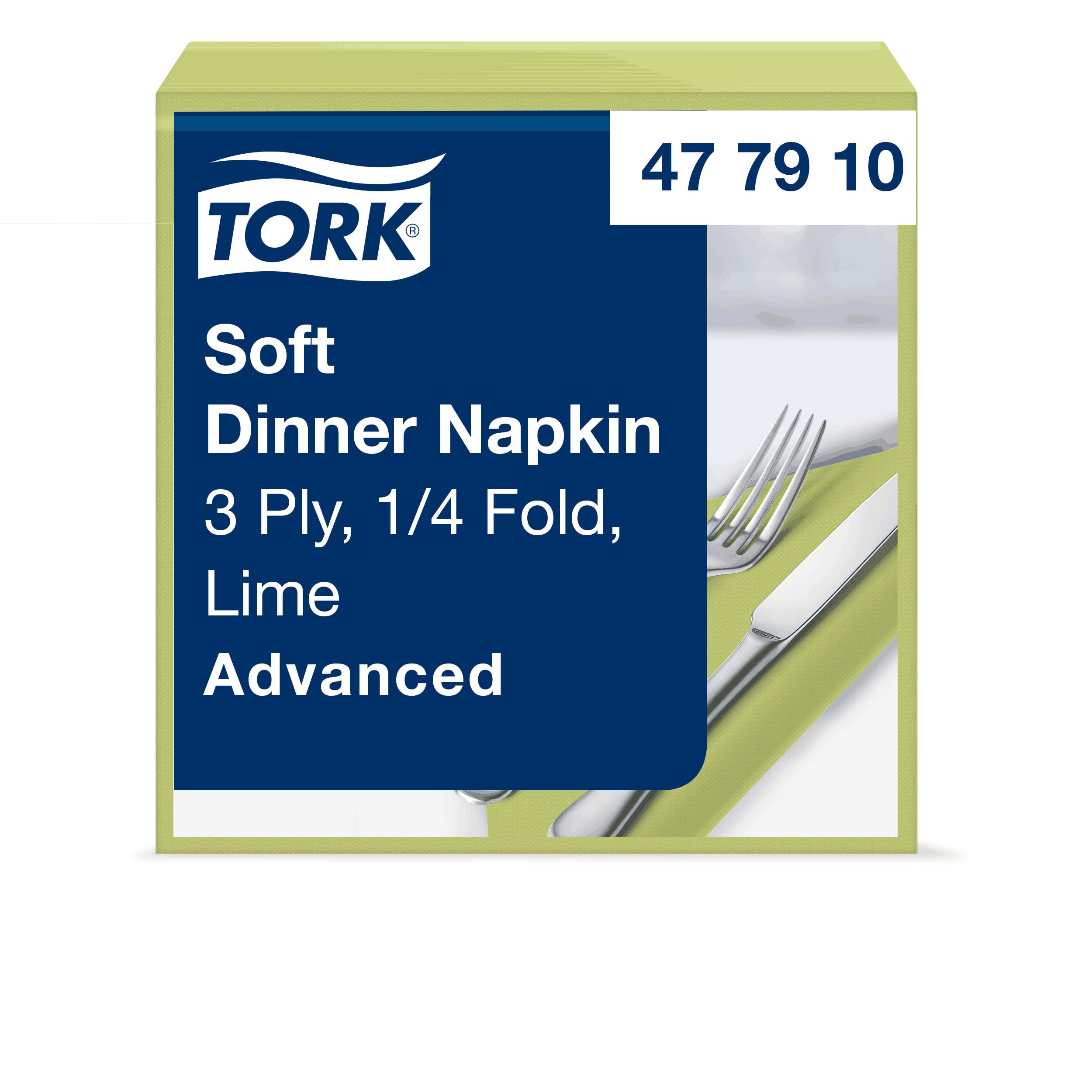 Tork 477910 Soft Dinner Servilleta para cena extrasuave / 3 capas/color verde lima / 12 paquetes x 100 unidades (1200 servilletas) / 39 cm x 39 cm/Advanced