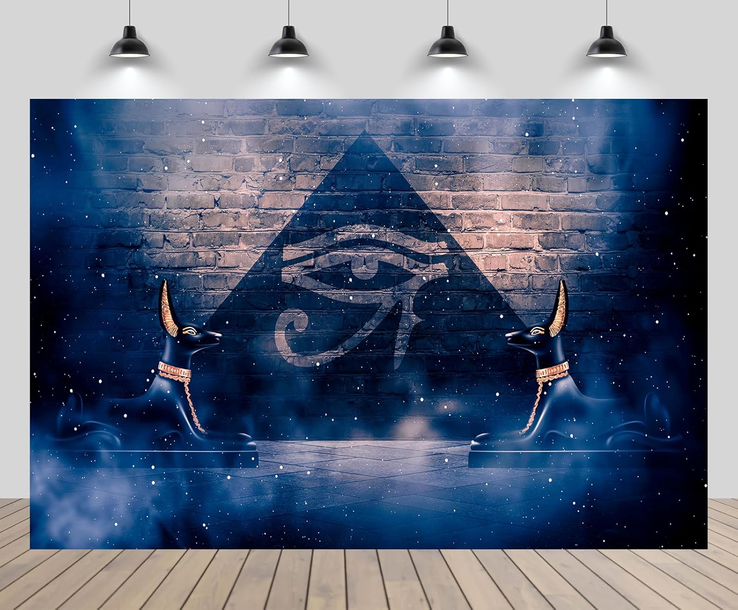 CHNYWORK 118x78 Inches Ancient Egypt Tapestry Wall Hanging God of Death,Anubis of Ancient Egypt Dark Room with Smoke Egyptian Pyramid Background for Living Room Bedroom College Dorm Wall Decor