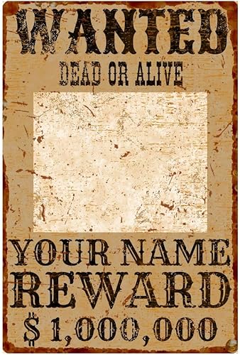 Miniatura 2 de Western Wanted - Letrero de aluminio con tu foto y nombre, letrero decorativo de metal para habitación de niños, 6 x 9 pulgadas, 1 pieza
