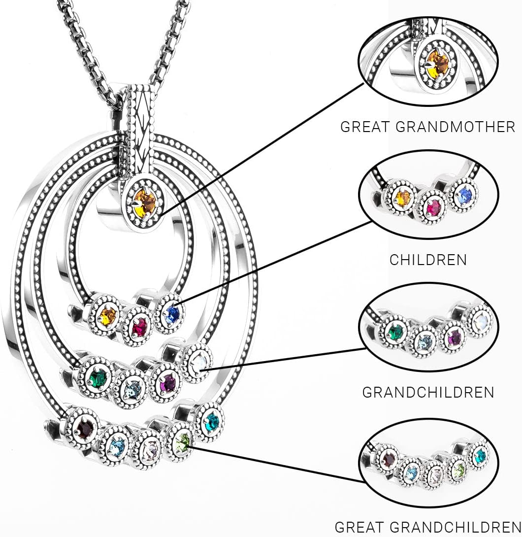 Generations of Life - Great Grandmothers family birthstone necklace