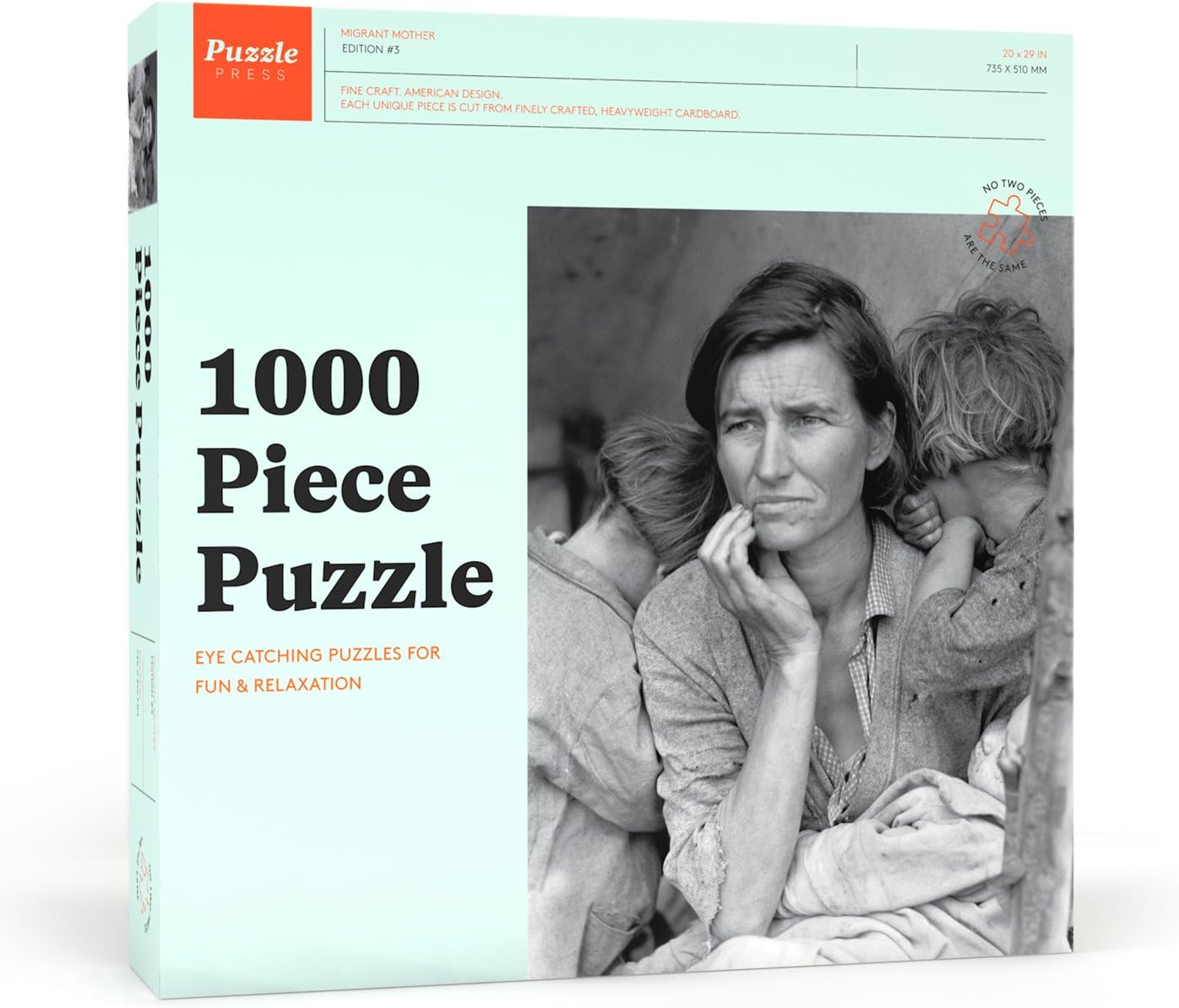 Puzzle Press Migrant Mother Edition 3 Jigsaw Adult Puzzle, 1000-Piece, Black and White Photo