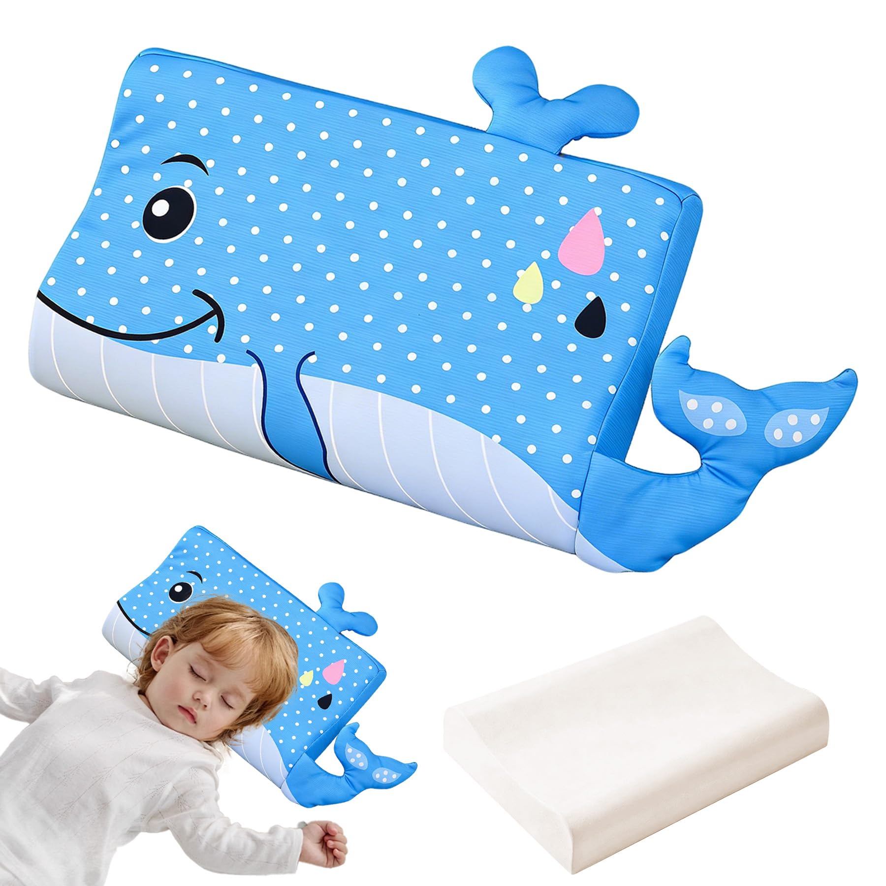 TZEKING Almohada Infantil Ergonómica – Almohada para Niños con Funda Lavable, Espuma Viscoelástica Transpirable e Hipoalergénica, Cojín para Bebes y Niños de 2 a 10 Años – 45x27x6cm — view 11