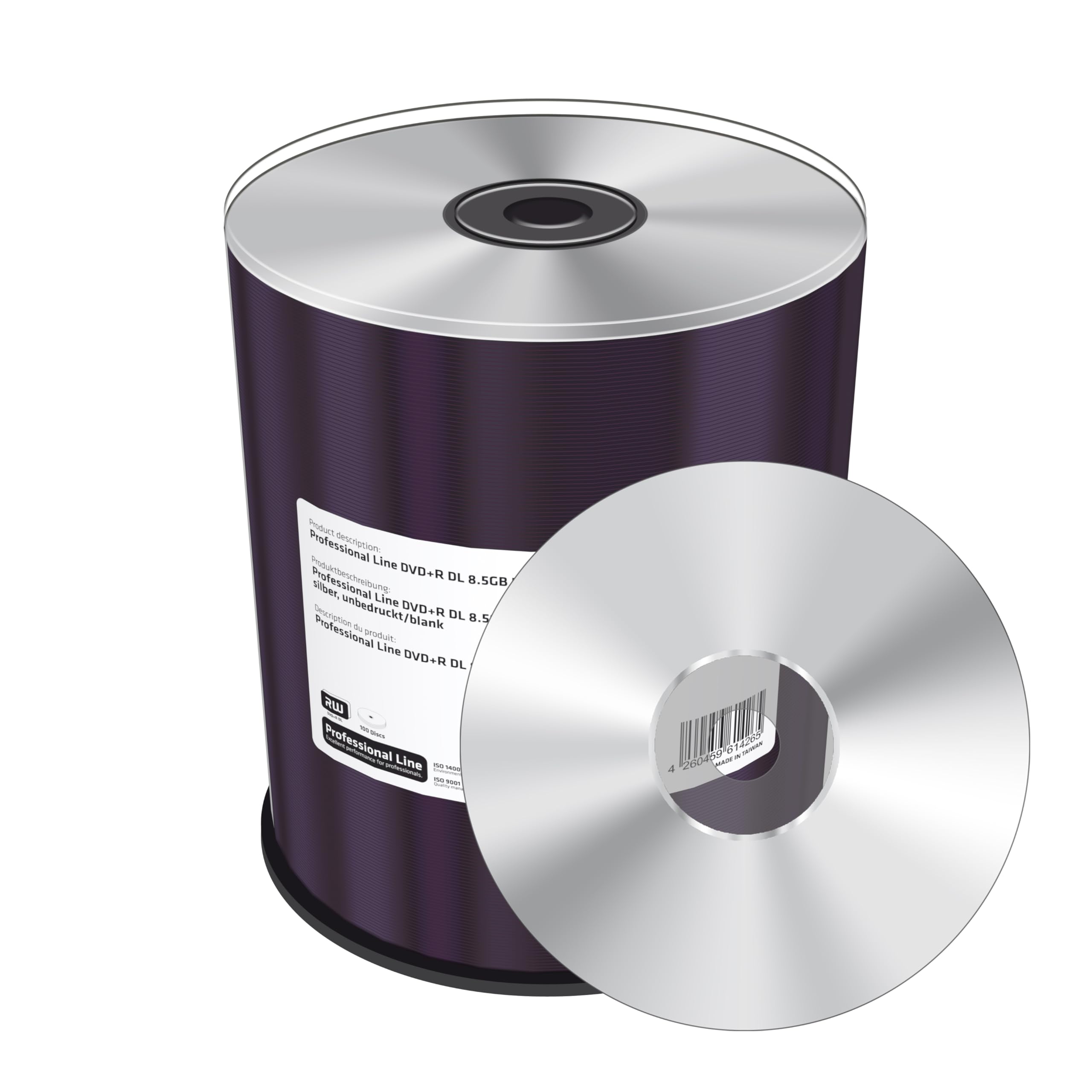 MediaRange Professional Line DVD+R Double Layer 8.5GB|240min 8-fache Schreibgeschwindigkeit, Silber, unbedruckt/blank, 100er Cakebox