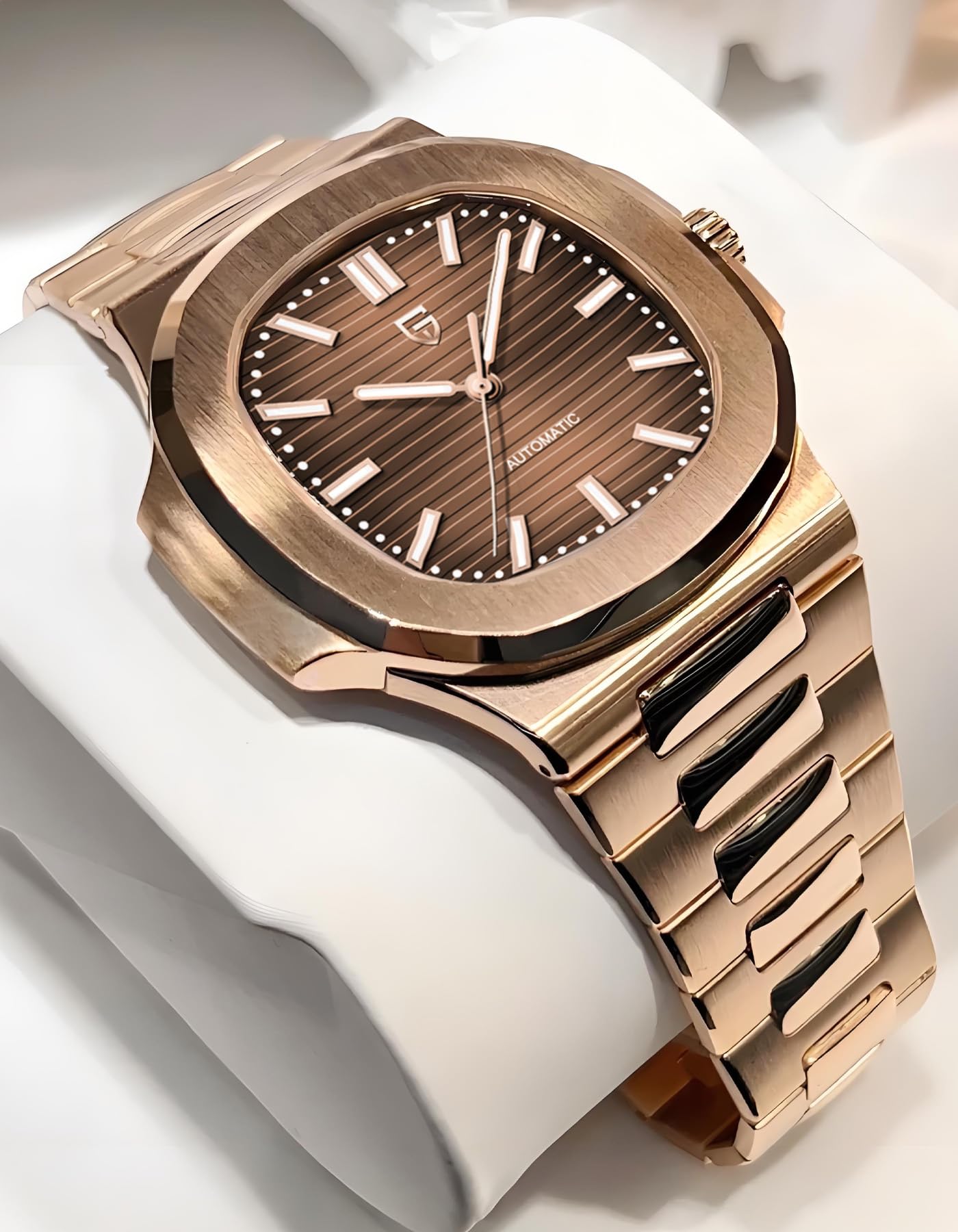 Pagani Design PD1728 Automatikuhr für Herren, 40 mm Edelstahl-Armbanduhr mit leuchtendem Zifferblatt, 100 m wasserdicht, Synthetisches Saphirglas, wasserdichte Business-Armbanduhr