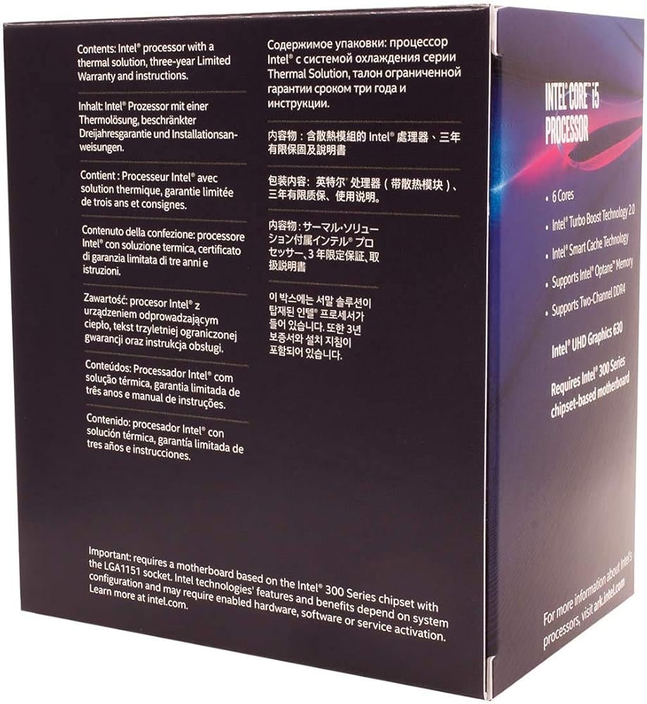 Intel Core i5-8400, 6 Cores & 6 Threads Desktop Processor with Intel UHD Graphics 630 thumbnail 2