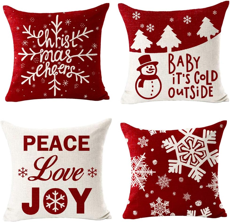 Pack of 4 Happy Winter Red Snowflake Baby It's Cold Outside