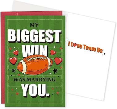 Football Valentines Day Card for Husband Wife, Funny Love Card for Football Player, My Biggest Win was Marrying You