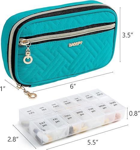 Miniatura 2 de Pastillero organizador semanal de medicamentos con estuche extraíble de siete días para aceite de pescado, vitaminas, suplemento (grande, negro)