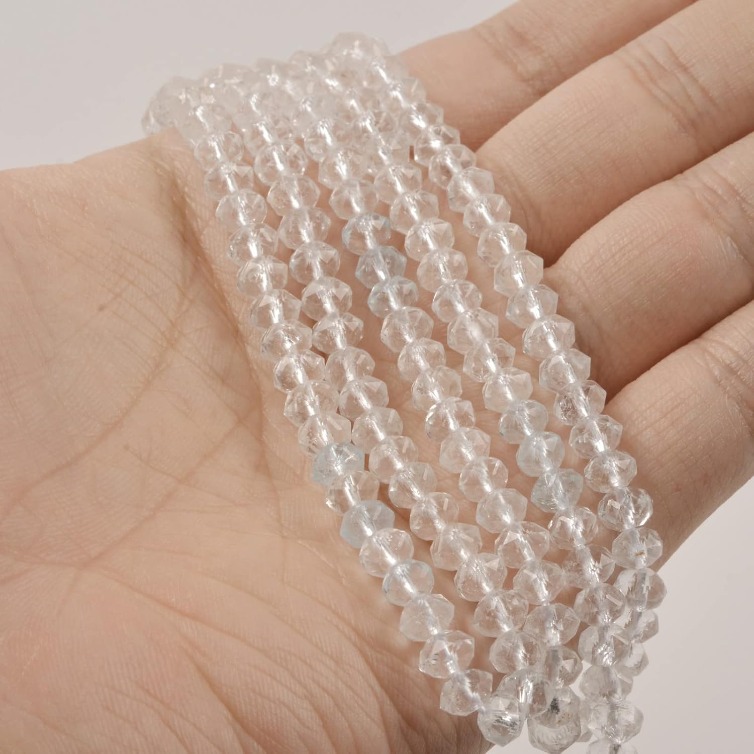 6mm Natural White Topaz Faceted Rondelle Loose Beads Jewelry Making DIY Bead 16 Inch image 4