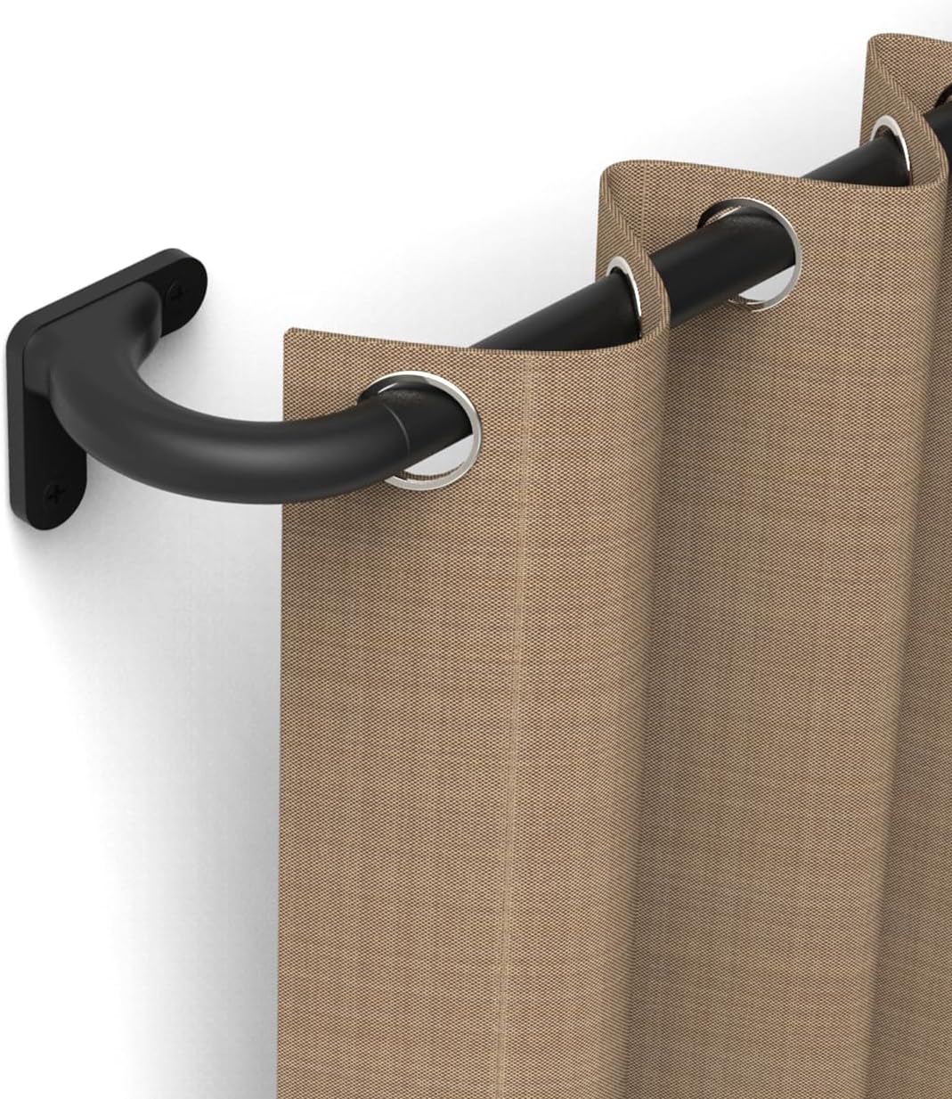 Industrial Curtain Rods, 48-86 Inch, 5/8 Inch Diameter, Wrap Around Curved Curtain Rods for Indoor and Outdoor, Modern Contemporary Design, Matte Black