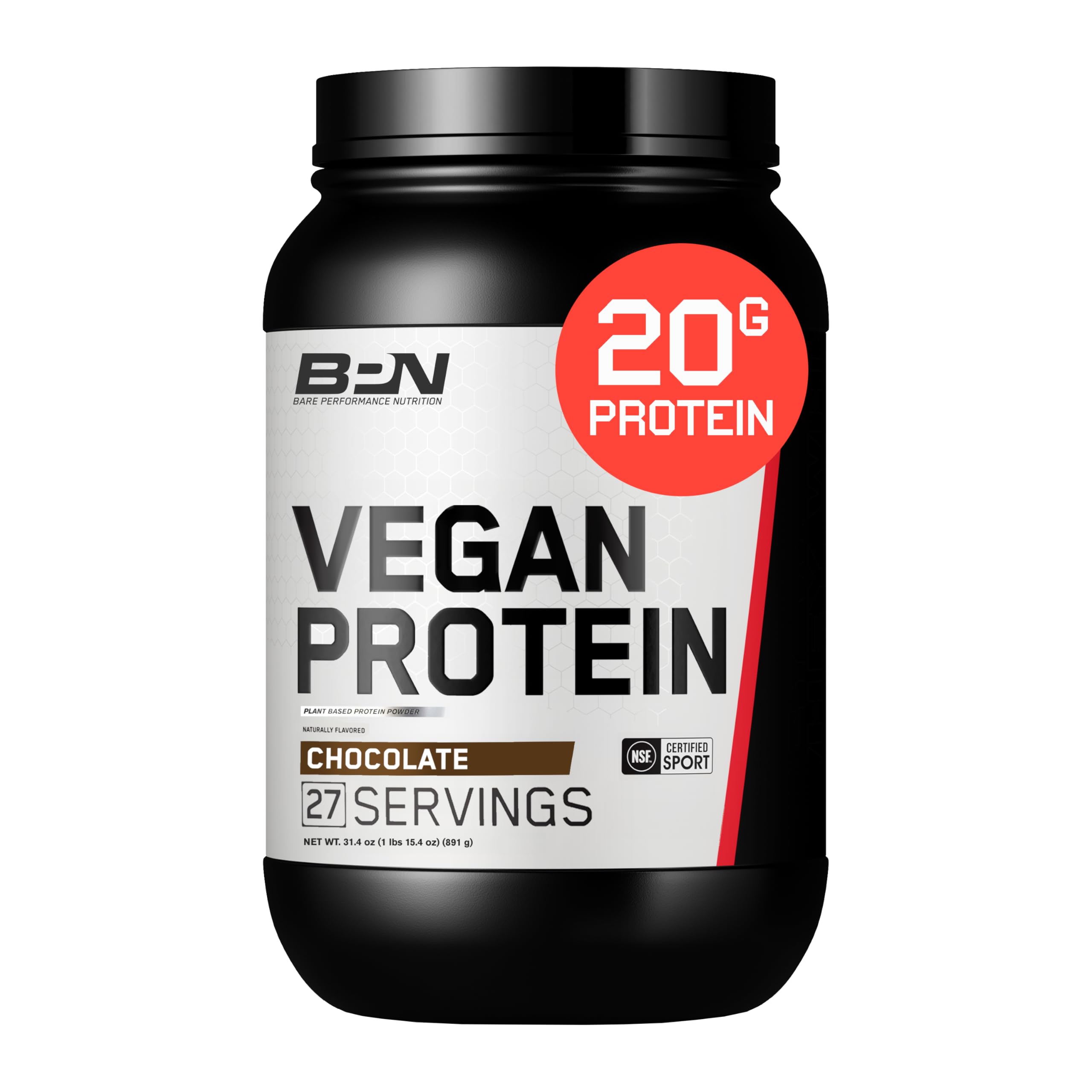 BARE PERFORMANCE NUTRITIONVegan Protein, Plant Based Protein, Pea Protein, Watermelon Protein and Pumpkin Protein, Naturally Sweetened and Flavored (27 Servings, Chocolate)