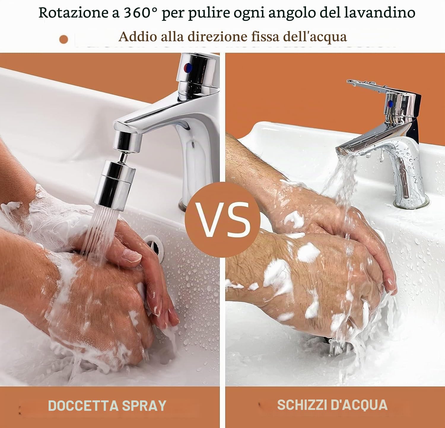 Aeratore Rubinetto Cucina, 360° Girevole Prolunga Rompigetto Rubinetto con 2 Modalità Aeratore Filtro Antispruzzo, 5 Tipi Adattatore Filettato doccetta per lavandino da cucina, lavello da bagno