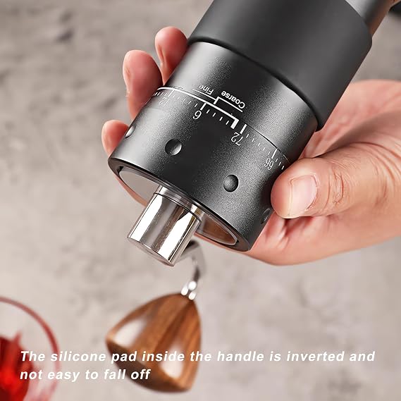 Manual Coffee Grinder Seven Star Mill Stainless Steel Mill, transparent lid Coffee Grinder with Outside Adjustable Grind Settings Portable with Magnetic Bean Compartment (Gray)