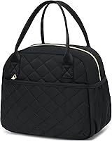 CAMTOP Insulated Lunch Bag for Women - Leakproof Quilted Cooler Tote Keeps Food Hot/Cold, Reusable for Work School Travel Picnic (Black)