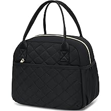 CAMTOP Lunch Box for Women Insulated Lunch Bag Lunchbox Cooler Thermal Leakproof Quilted Reusable Lunch Tote Bag for Work School Travel Picnic (Black)