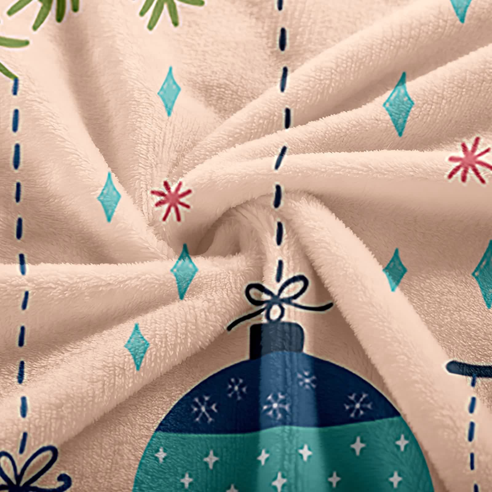 Aeici Manta polar, manta impresa para niños 180 x 240 cm Papá Noel con hojas de pino y bolas de Navidad decoración navideña manta de sofá regalo de invierno para adultos y niños