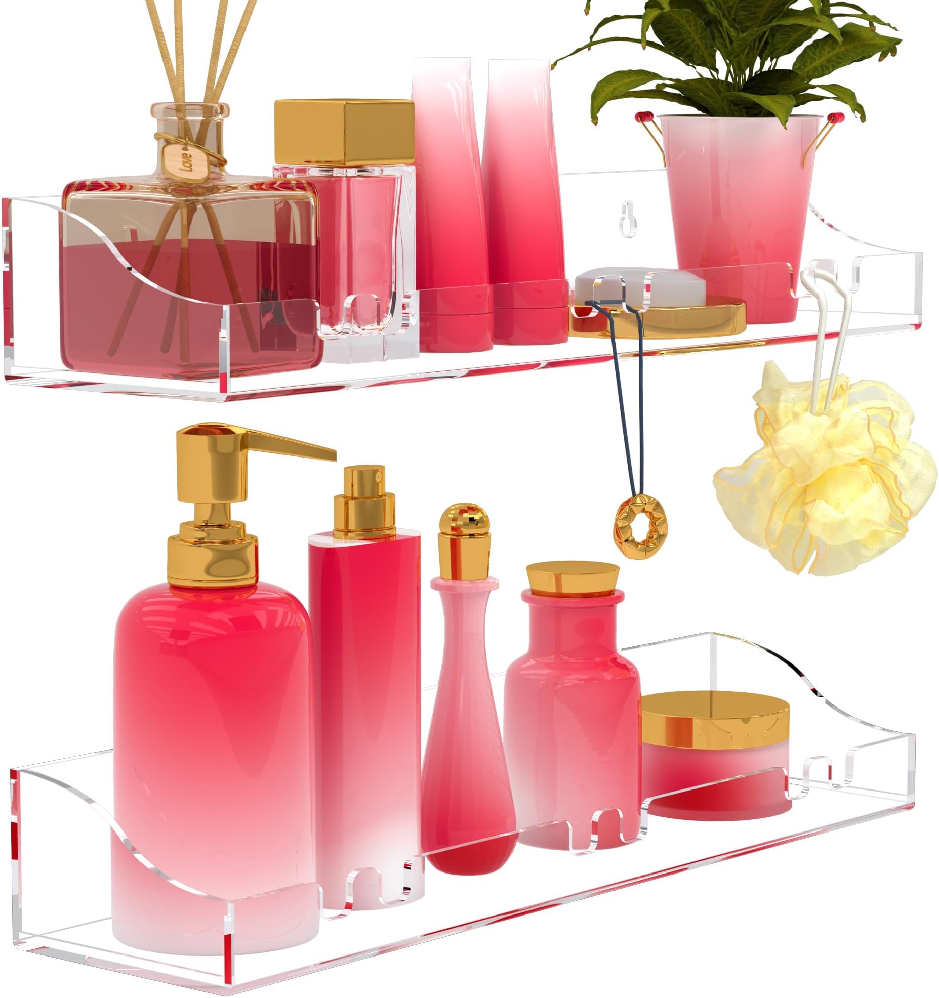 Amazon.com: Vdomus Acrylic Bathroom Shelves, Acrylic Shelf Transparent ...