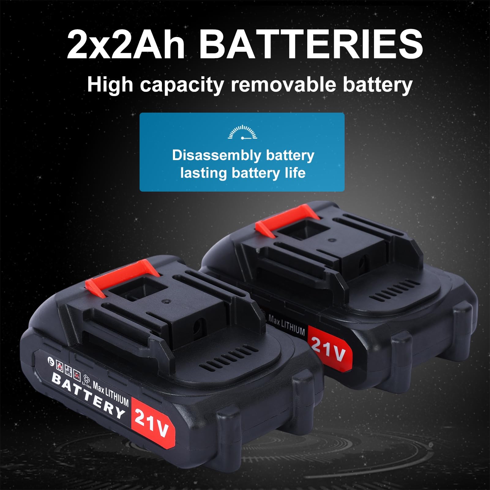 Minimotosierra de 750 W con interruptor de bloqueo de seguridad y 2 baterías intercambiables, minimotosierra de 8 pulgadas con 2 baterías de 2,0 Ah – Motor sin escobillas de 750 W para cortar