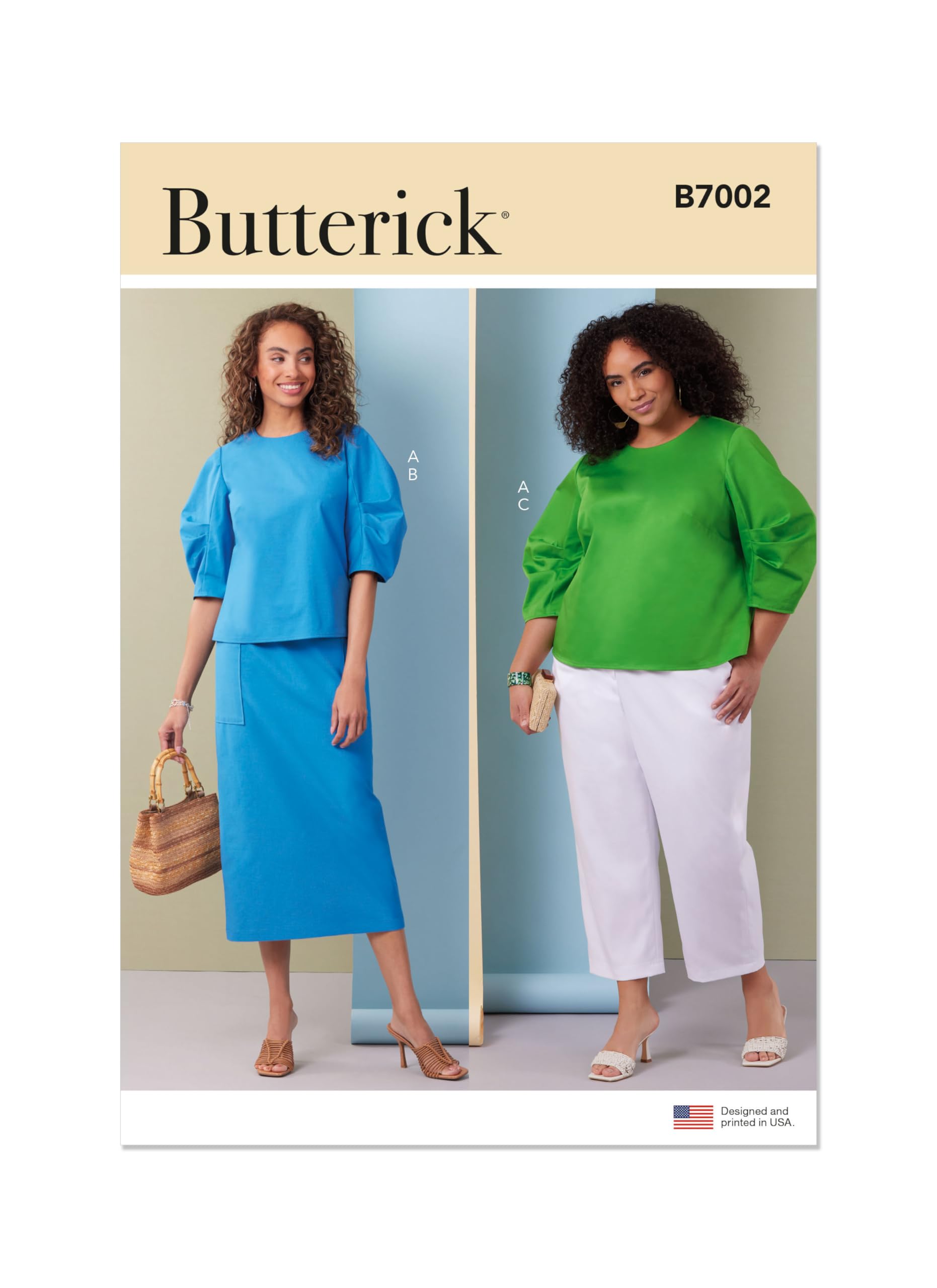 BUTTERICK Paper Pattern B7002BB Misses’ and Women's Top, Skirt and Trousers BB (20W-28W)