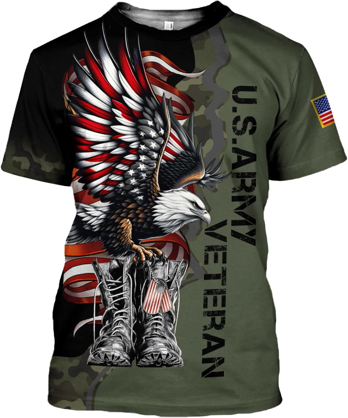 Veteran Army T-Shirt US Military Pride American Flag Vintage Jersey, Army Shirts for Men Memorial Day Father's Day Gift Idea (US, Alpha, Large, Regular, Regular, Multicolor 3)