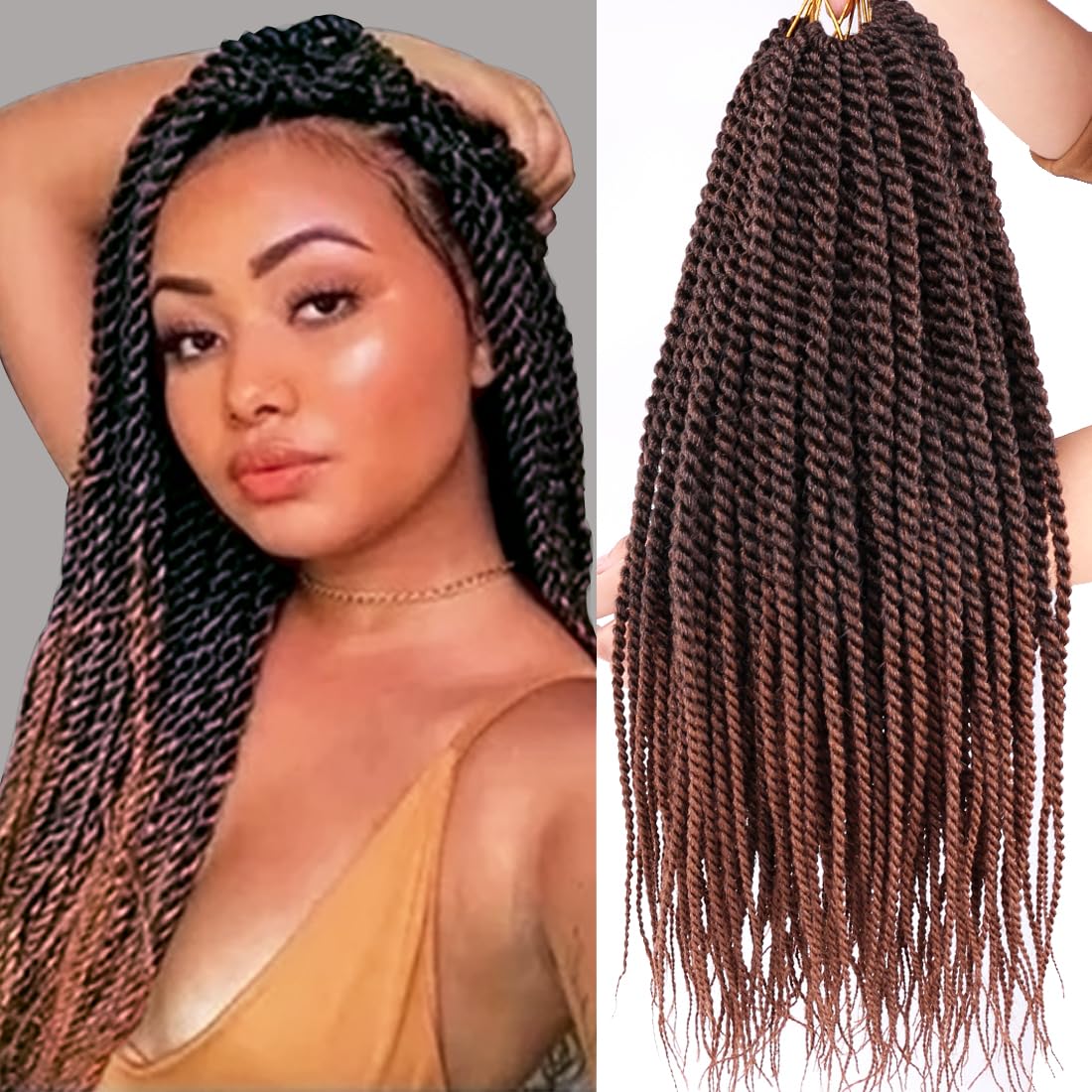 8 Packs Havana Twist Crochet Hair Senegalese Twist Medium Crochet Braid Omrbe Brown Crochet Braids Hair For Black Women 18 Inch Prelooped Twist