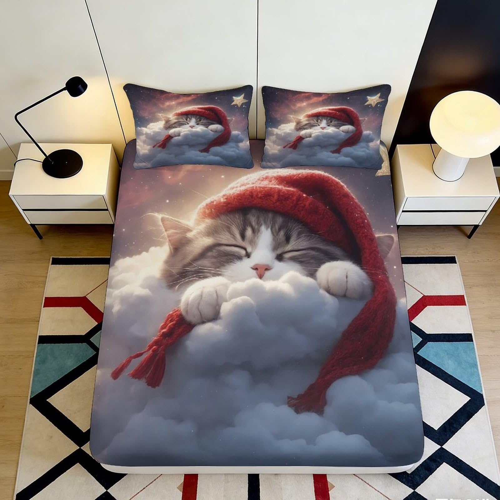 3D Printed Hot Air Balloon Fitted Sheet Microfiber Deep Pocket Bedroom Decor Balloon Mattress Fitted Cover 180x200x25cm