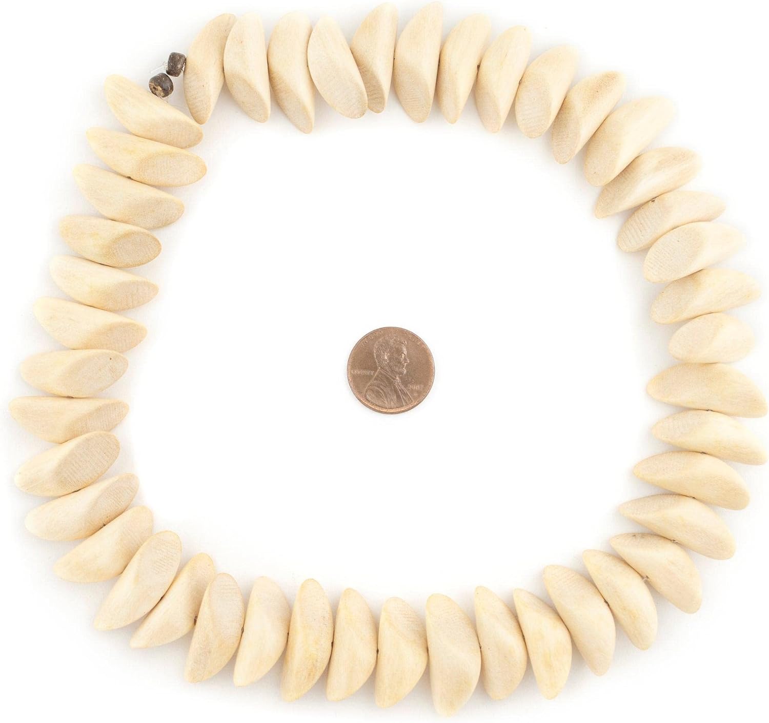 The Bead Chest Cream Twisted Chunk Natural Wood Beads 9x26mm White Unusual 16 Inch Strand