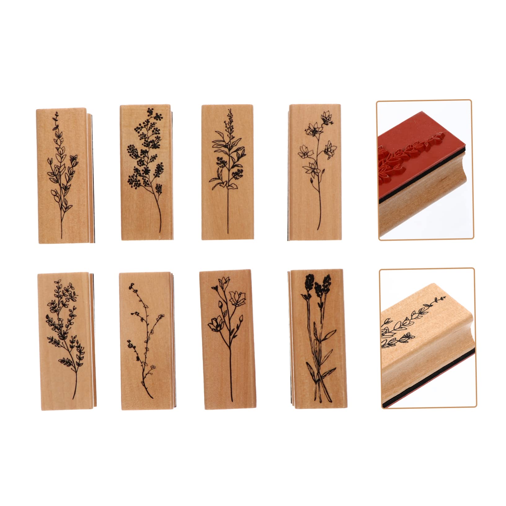 ARTIBETTER 2 Sätze Blumen Setzen Stempel Journaling Name Vintage-stempel Tagebuchstempel Holzstempel Selber Machen Diy Sammelalbum Stempel Briefstempel Diy-bastelstempel Hölzern 8 Stück * 2