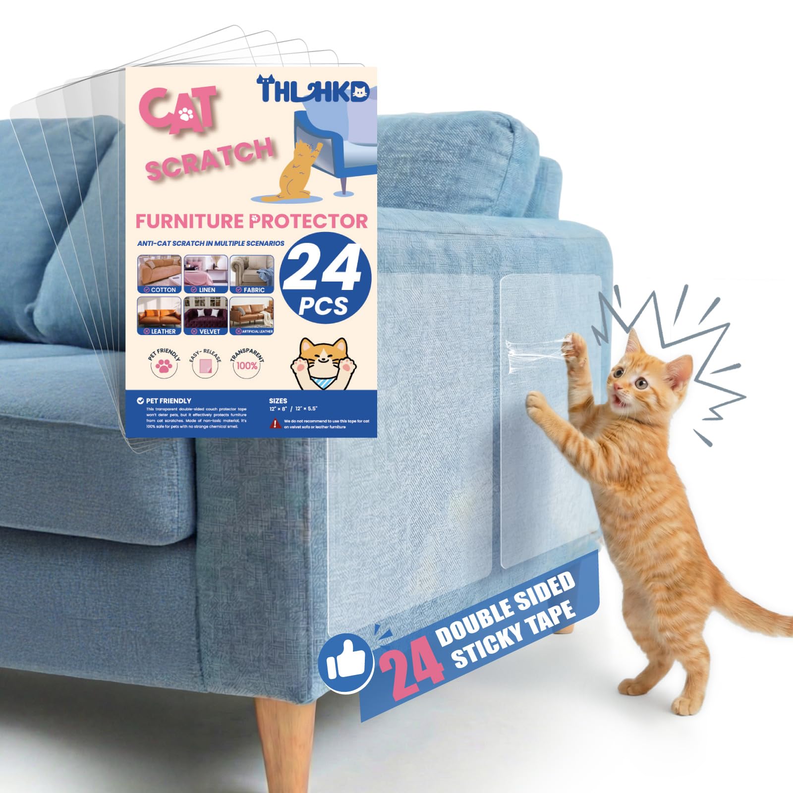 Amazon.com: 24PCS Cat Scratch Furniture Protector, Double Sided