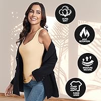 Vista 5 de WOWENY Camiseta sin mangas de forro polar térmico para mujer, sin mangas, cuello corazón, chaleco de invierno, ropa interior, camiseta cálida