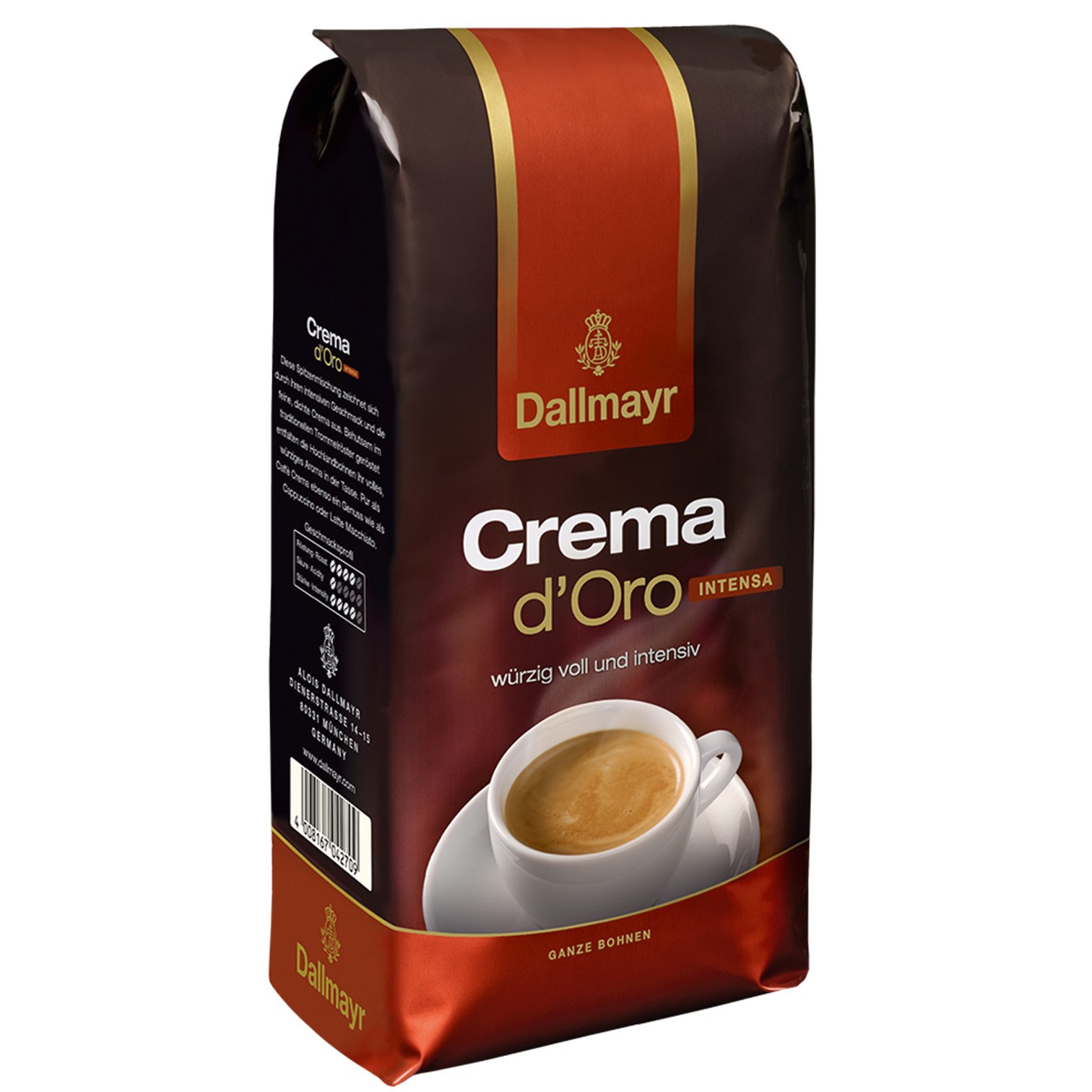 Dallmayr Crema d'Oro Intensa Kaffee, Bohnenkaffee, Röstkaffee, ganze Bohnen, Kaffeebohnen, 8 x 1000 g