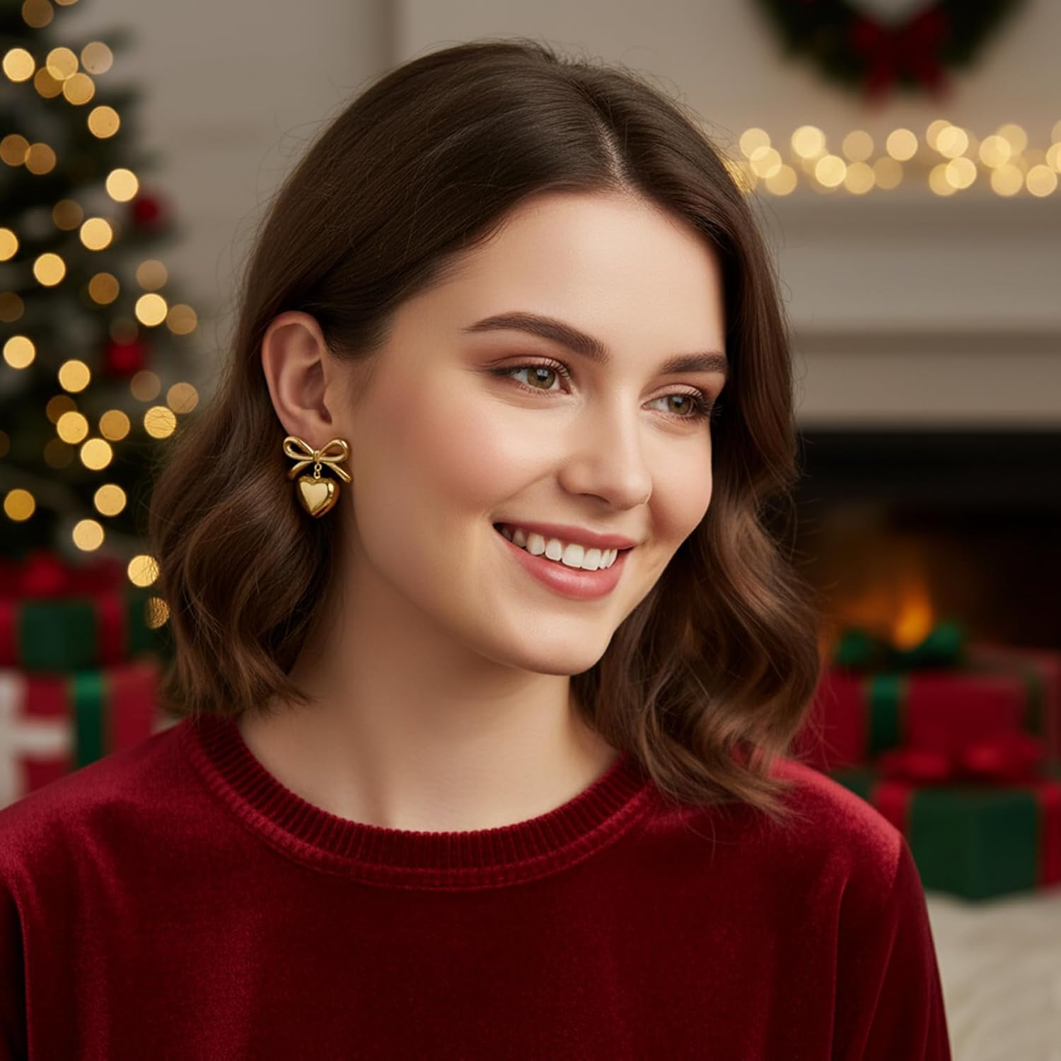 Gold Bow Earrings for Women 18K Gold Plated Bow Earrings Gold Ribbon Earring Jewelry Gift for Women - Image 4