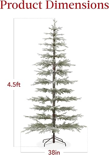Miniatura 7 de Best Choice Products Árbol de Navidad escaso preiluminado de 4.5 pies, decoración navideña de pino flocado artificial con 522 puntas de rama, 100