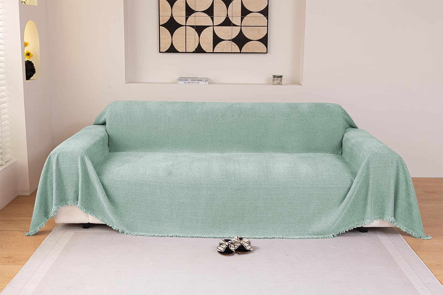 Sofa Cover Non-Slip Couch Cover for 3 Cushion Cover Furniture Protector for Dogs Pets Washable Couch Cover Protector Sofa Slipcovers(71" x 150", Green) Green 71" x 150"