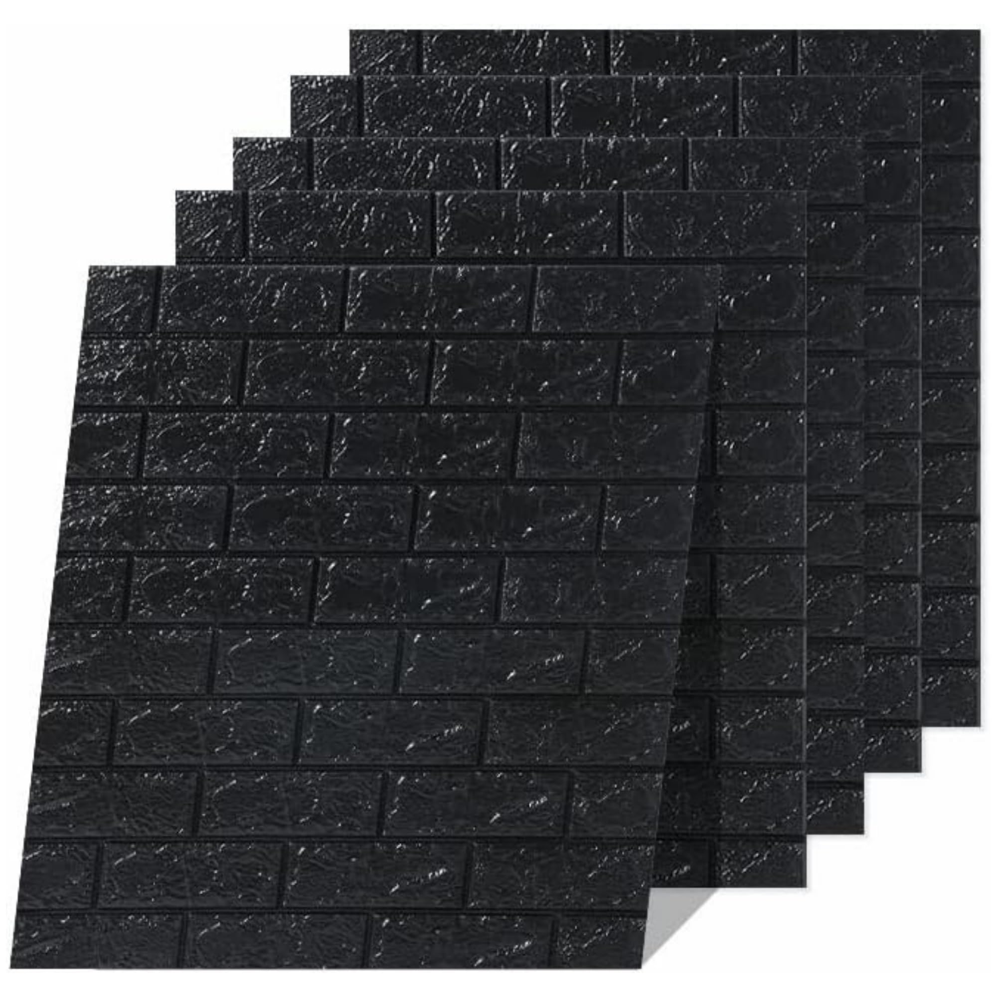 Euro Tische 3D-Wandpaneele – Selbstklebende Wandpaneele, 5-tlg, 70x77x0,5 cm, schwarz