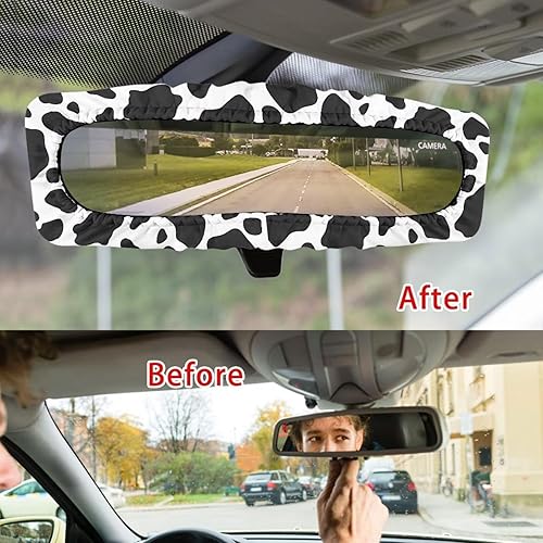 Miniatura 10 de HUISEFOR Funda de espejo retrovisor para automóvil, con estampado de vaca, accesorios para el espejo retrovisor interior para mujer, protector