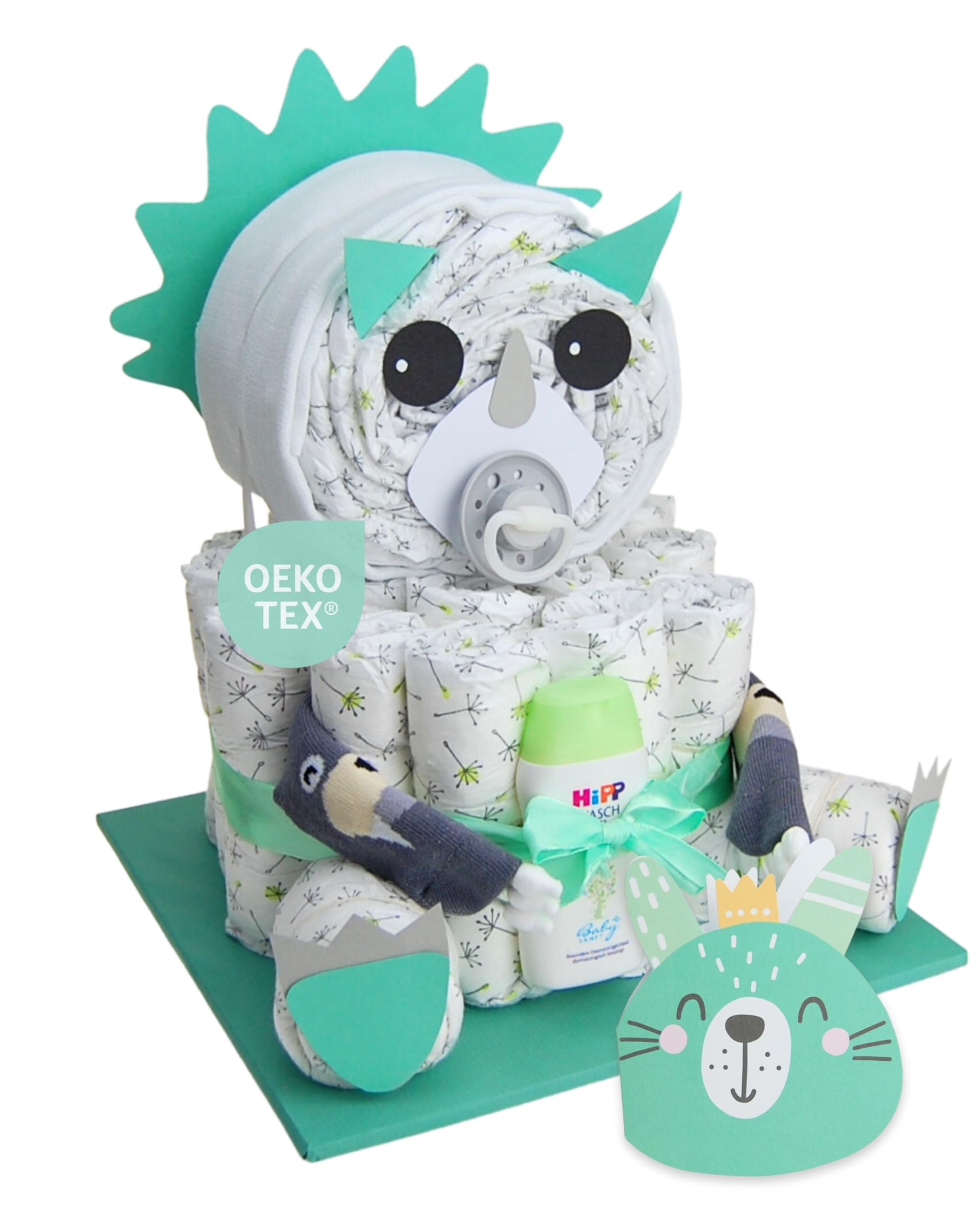 Dino & Drache [AUSSERGEWÖHNLICH] - Jungen & Mädchen - Neutral Unisex - Geschenk zur Geburt - Baby Party - Babyshower - Pullerparty - Babyartikel - Windeln - Dinosaurier - Torte kaufen
