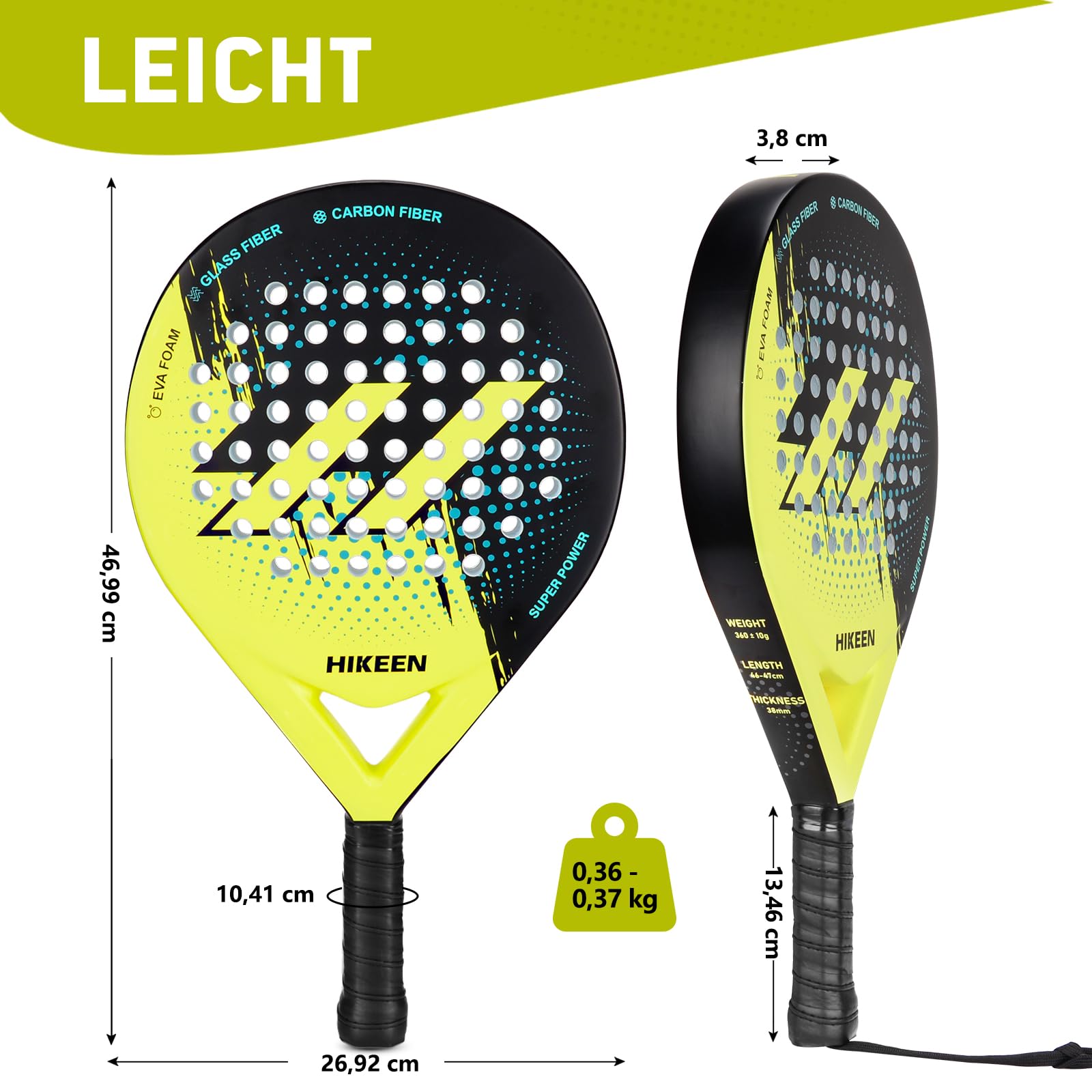 BOIOSTEADY Padel Schläger Erwachsene Carbon Glasfaser Tennisbälle 1 Stück