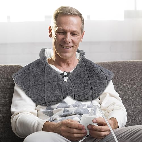 Miniatura 8 de Almohadilla térmica para aliviar el dolor de cuello y hombros, almohadillas térmicas de cuello con peso XHBDXDP de 24 x 20 pulgadas con cuentas de