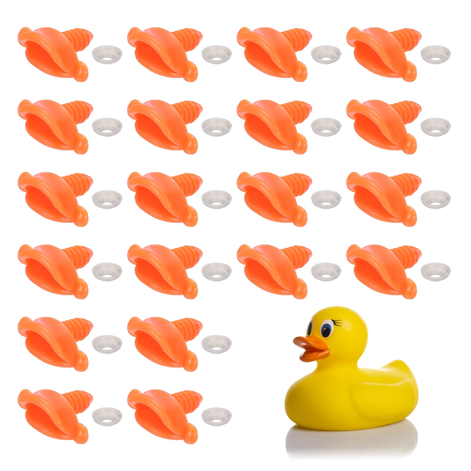 Muiltvoe 20Pcs Plastic Duck Beak, 0.27 in Doll Safety Duck Mouth Beak Replacement Decor with Washers for DIY Craft Crochet Duckbills Doll Making