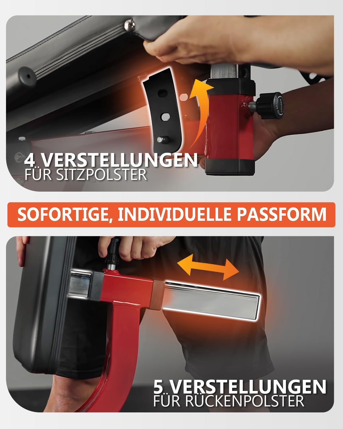 Beinstrecker I Beinbeuger und Heimtrainer für Bein, Beinstrecker, Beinbeuger und Heimtrainer für Bein- und Oberschenkel-Training, verstellbare Bein-Übungsbank mit Platte belastet
