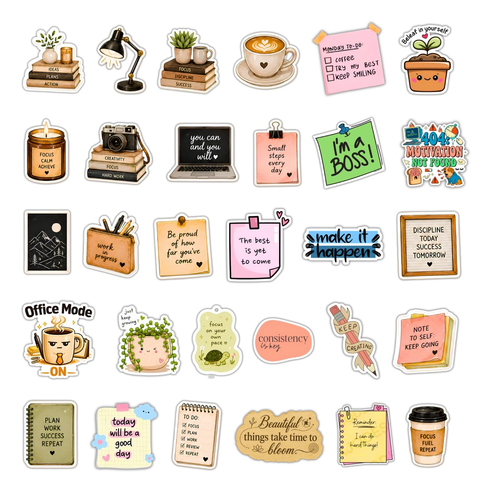 office workspace stickers for desk & laptop, motivational quotes & cute decorative stickers for workstation, study table & office decor