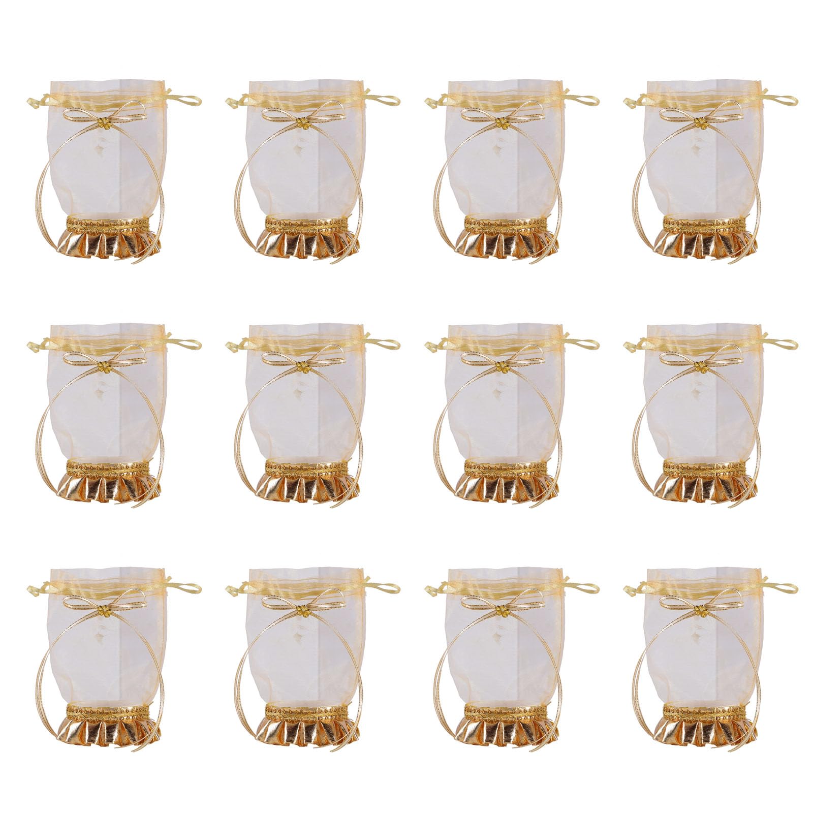 Hsioluted 12pcs Round Base Party Candy Bags Drawstring Closure Guest Welcome Snacks Wraps Wedding Celebration Wrapping Supplies Elegant Wedding Snacks Wraps