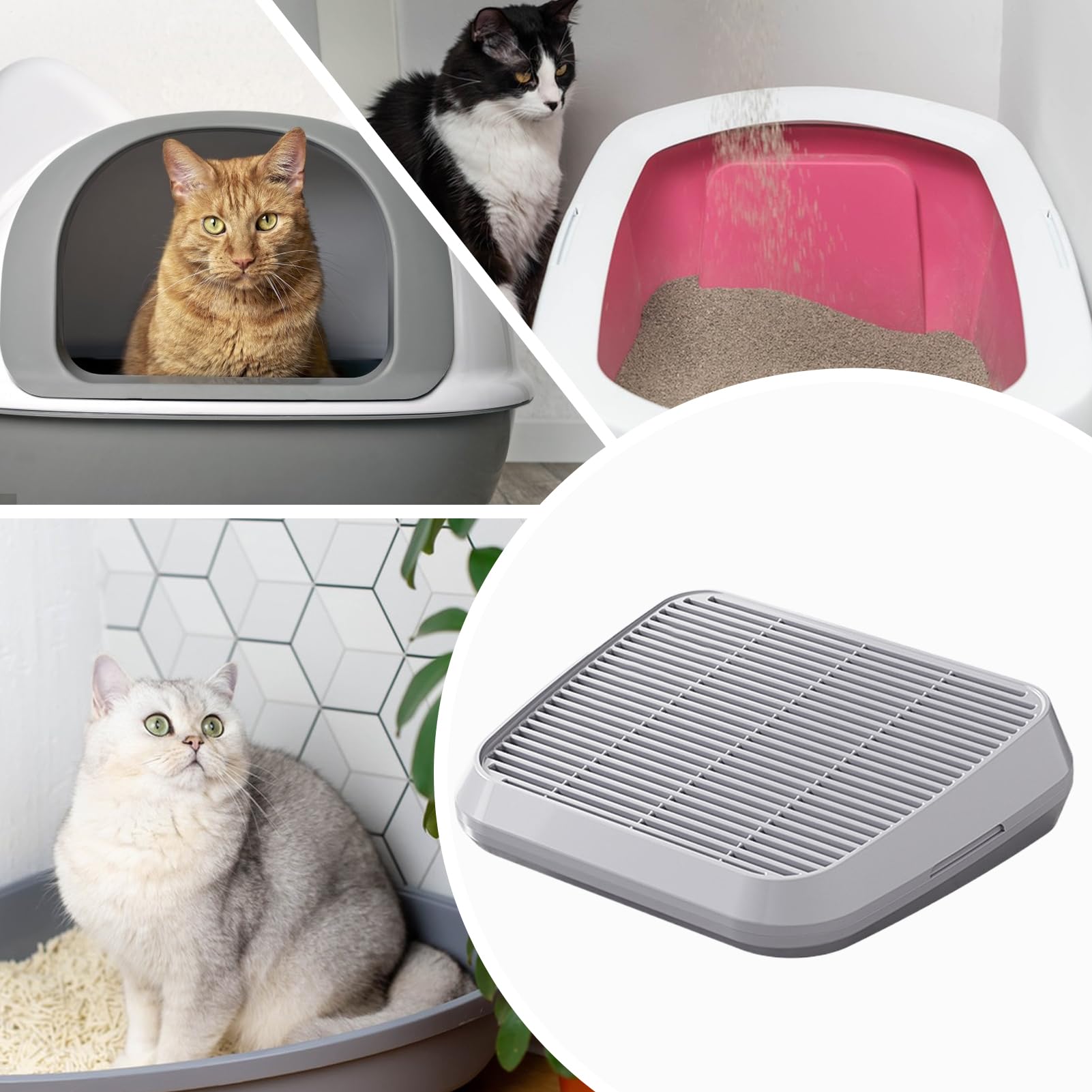 Rampa para Caja De para Gatos,Alfombrilla Recogedora De con Rampa para Gatos | Bandeja Antirrastreo Doble Capa para Mascotas Pequeñas Y Mayores