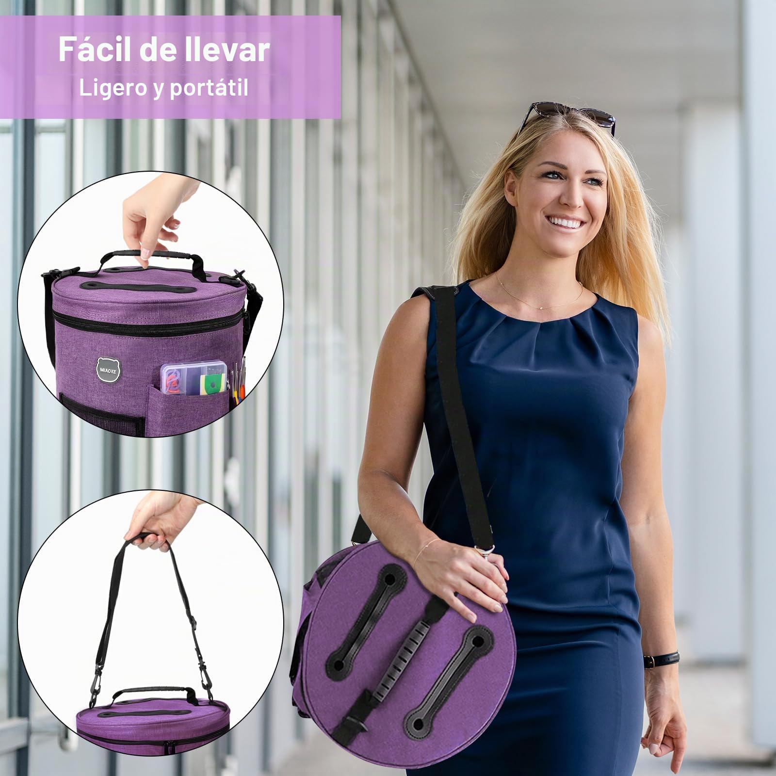 79Pcs Kits de Ganchillo para Adultos Principiantes, Portátiles Grochet Kit | Bolsa Impermeable Grande para Tejer, Organizador de Hilo, Regalo Ideal para Guardar Agujas de Ganchillo, Morado